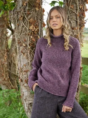 SI628MDM_Fisherman Donegal Fleck Saddle Shoulder Sweater in Dark Mauve (3)