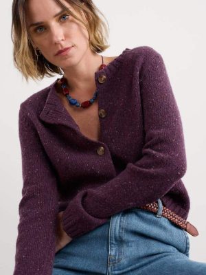 Seasalt Cornwall Dawson Pick Cardigan Merino Grape - La Vie en Rose Damesmode