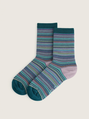 Seasalt Cornwall Everyday Socks Ripple Marks Loganberry Multi (1)