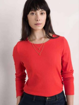 Seasalt Cornwall Gorse Lane Rib Top Tomato - La Vie en Rose Damesmode