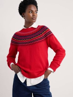 Seasalt Cornwall Gurnard's Head Jumper Windward Carmine Multi - La Vie en Rose Damesmode Enkhuizen