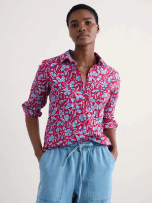 Seasalt Cornwall Larissa Shirt Collaged Floral Scarlet - La Vie en Rose Damesmode Enkhuizen (3)
