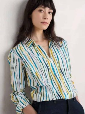 Seasalt Cornwall Larissa Shirt Painterly Stripe Chalk - La Vie en Rose Damesmode