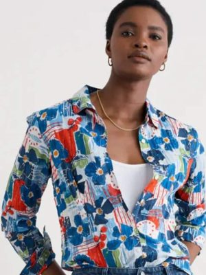 Seasalt Cornwall Larissa Shirt Table Sketch Chalk- La Vie en Rose Damesmode