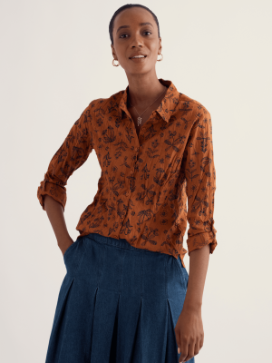 Seasalt Cornwall Larissa Shirt Tapestry Flowers Dark Acorn - La Vie en Rose Damesmode Enkhuizen (4)