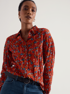 Seasalt Cornwall Larissa Shirt Tomato Blooms Cinnamon - La Vie en Rose Damesmode Enkhuizen (3)