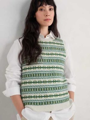 Seasalt Cornwall Lemon Porch Vest Minvor Aran Cut Grass- La Vie en Rose Damesmode