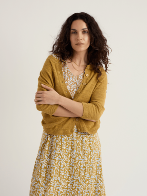 Seasalt Cornwall Pentire Steps Linen Organic Cotton Cardigan Tansy
