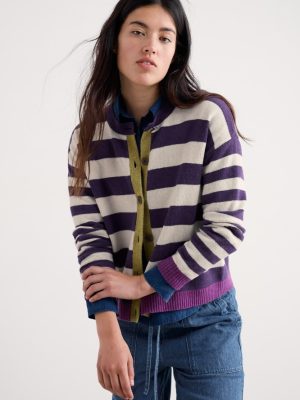 Seasalt Cornwall Pinwell Cardigan Bright Shape Dark Violet Mix - La Vie en Rose Damesmode Enkhuizen