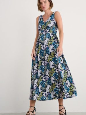 Seasalt Cornwall Polmanter Dress Linear Leaves Maritime - La Vie en Rose Damesmode