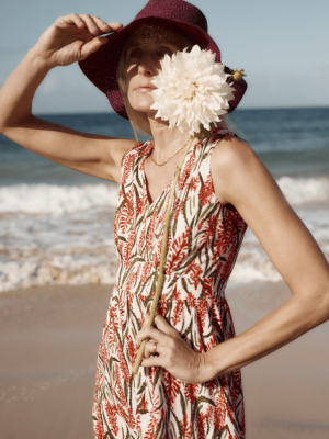 Seasalt Cornwall Polmanter Dress Red Hot Poker Chalk (7)