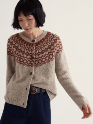 Seasalt Cornwall Port Kinnis Cardigan Merino Wag Tail Birch Dark Terracotta (6)