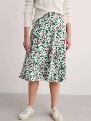 Seasalt Cornwall Rose Skirt Calf Garden Flowers Dark Forage - La Vie en Rose Damesmode