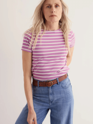 Seasalt Cornwall Sailor T-Shirt Breton Orchid Chalk - La Vie en Rose Damesmode