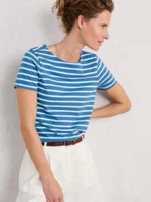 Seasalt Cornwall Sailor T-Shirt Breton Sailboats Chalk - La Vie en Rose Damesmode