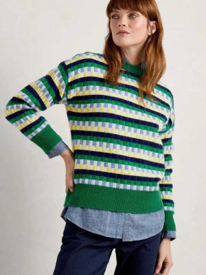 Seasalt Cornwall Seasalt Cornwall Clover Bed Lambswool Blend Jumperr Croquet Island Multi- La Vie en Rose Damesmode- La Vie en Rose Damesmode