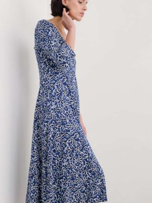 Seasalt Cornwall Secret Cove Dress Harbour Floral Washed Marine - La Vie en Rose Damesmode