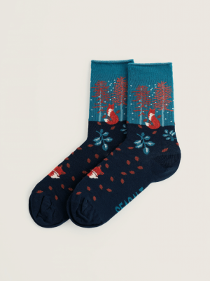 Seasalt Cornwall Snowy Scenes Socks Birch Forest Fox Maritime (2)