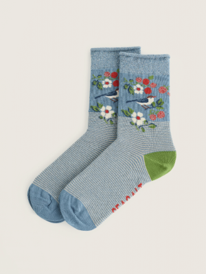 Seasalt Cornwall Snowy Scenes Socks Sweet Nightingale Lichen (1)