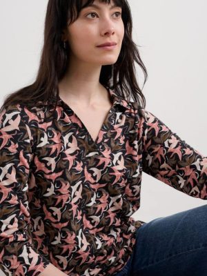 Seasalt Cornwall Wavecrest Jersey Shirt (GOTS) Swooping Birds Onyx - La Vie en Rose Damesmode