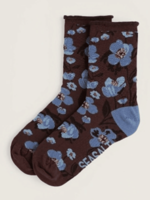 Seasalt Cornwall Women's Bamboo Arty Socks Hellebores Toffee (1)