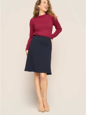 Very Cherry A-Line Skirt Navy Jersey Crepe - La Vie en Rose Damesmode