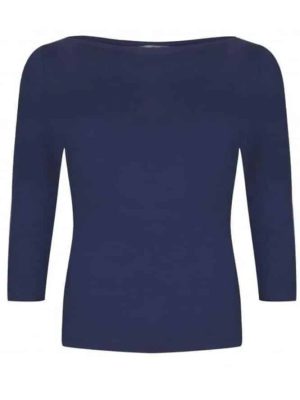 Very Cherry Boatneck Top Navy Tricot Deluxe - La Vie en Rose Damesmode