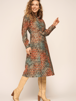 Very Cherry Jane Dress Peacock Crepe Viscose VC-DR0136-Peacock - La Vie en Rose Damesmode Enkhuizen (2)