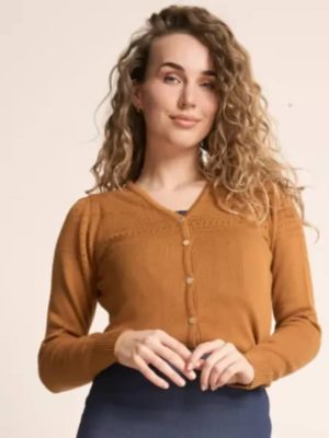 Very Cherry Lucia V Neck Cardigan Cognac - La Vie en Rose Damesmode