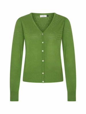 Very Cherry Lucia V Neck Cardigan Olive Green - La Vie en Rose Damesmode (1)