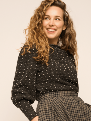 Very Cherry Maya Pullover Anthracite Fantasia Dots - La Vie en Rose Damesmode Enkhuizen (4)