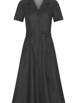 Very Cherry Revers Dress Midi Black Denim - La Vie en Rose Damesmode (2)