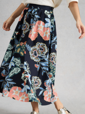 White Stuff Abigail Midi Skirt Navy Print (4)