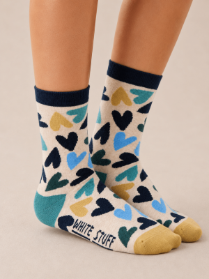 White Stuff All Over Heart Socks GRey Multi 446852 (3)
