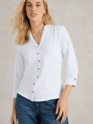 White Stuff Annie Jersey Shirt Brilliant White - La Vie en Rose Damesmode