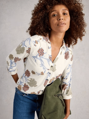 White Stuff Annie Jersey Shirt Ivory Multi - La Vie en Rose Damesmode