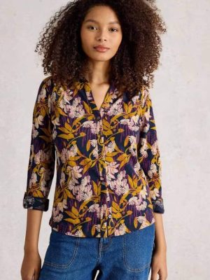 White Stuff Annie Jersey Shirt Navy Multi - La Vie en Rose Damesmode