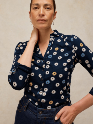 White Stuff Annie Jersey Shirt Navy Print 447101 (4)
