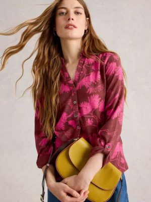 White Stuff Annie Jersey Shirt Plum Print - La Vie en Rose Damesmode