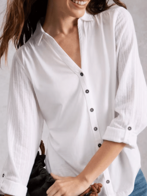 White Stuff Annie Mix Jersey Shirt Brilliant White - La Vie en Rose Damesmode