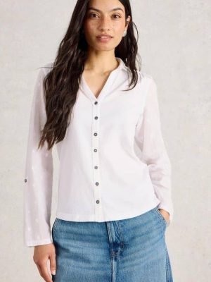 White Stuff Annie Mix Jersey Shirt Pale Ivory - La Vie en Rose Damesmode