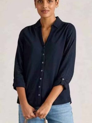 White Stuff Annie Printed Sparkle Shirt Navy Print - La Vie en Rose Damesmode