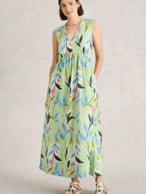 White Stuff Archer Jersey Maxi Dress Green Multi (1)