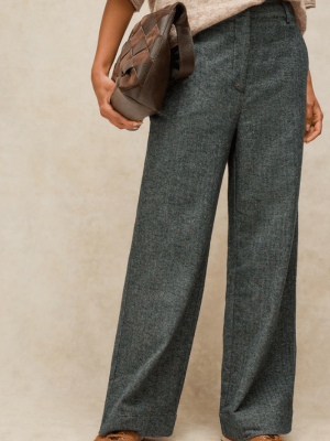 White Stuff Belle Tweedy Wide Leg Trousers Grey Multi 446863 (2)