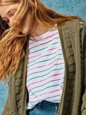 White Stuff Charlotte Cardi Navy Multi- La Vie en Rose Damesmode
