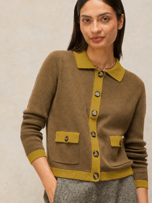 White Stuff Charlotte Collar Cardi Khaki Green 446723 (2)