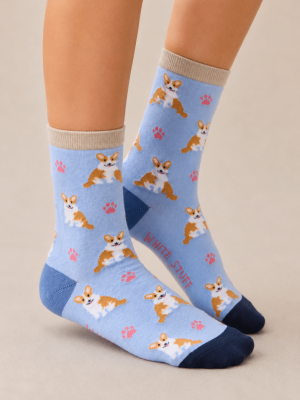 White Stuff Fluffy Corgi Ankle Sock Blue Multi 446796 (3)