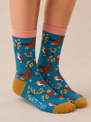 White Stuff Flying Owl Ankle Sock Dark Teal 446834 (1)