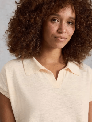 White Stuff Ginni Linen Polo Tee Natural White (3)