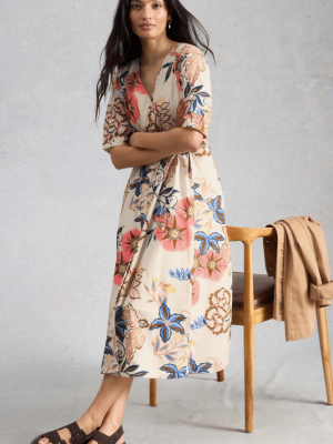 White Stuff Kate Button Through Midi Dress Ivory Print (6)